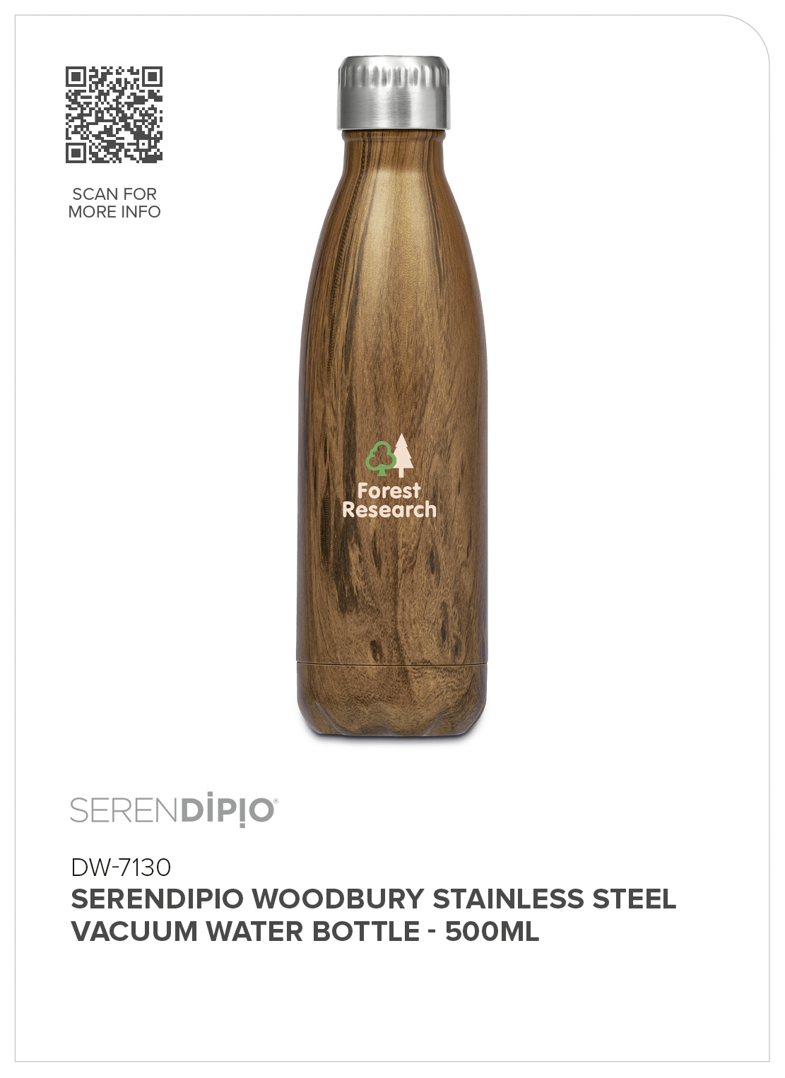 Serendipio Woodbury Stainless Steel Vacuum Water Bottle - 500ml